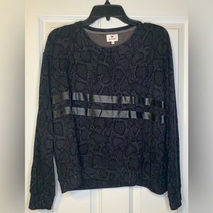 Sundry - Black/Grey Snakeskin Varsity Pullover Sweatshirt - Size: 1 (S)